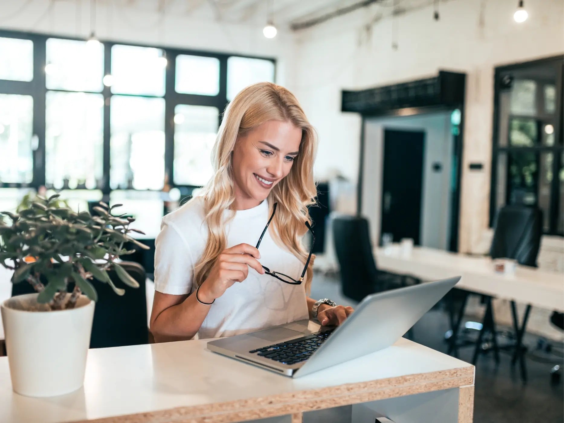 Small business owner working on website and online marketing for her business